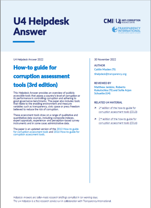 How-to guide for corruption assessment tools (3rd edition)