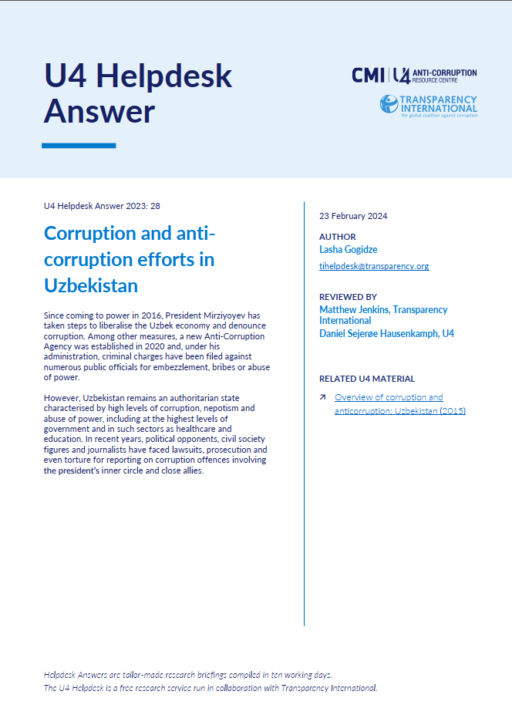Corruption and anti-corruption efforts in Uzbekistan