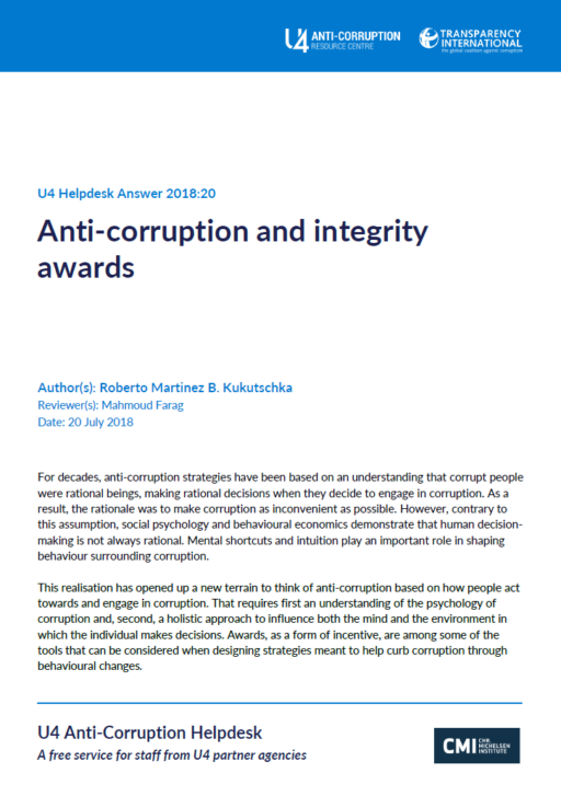 Anti-corruption and integrity awards