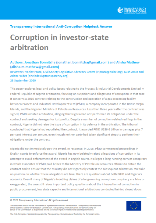 Corruption in investor-state arbitration