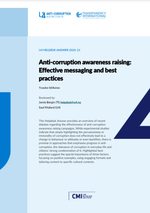 Anti-corruption awareness raising: Effective messaging and best practices