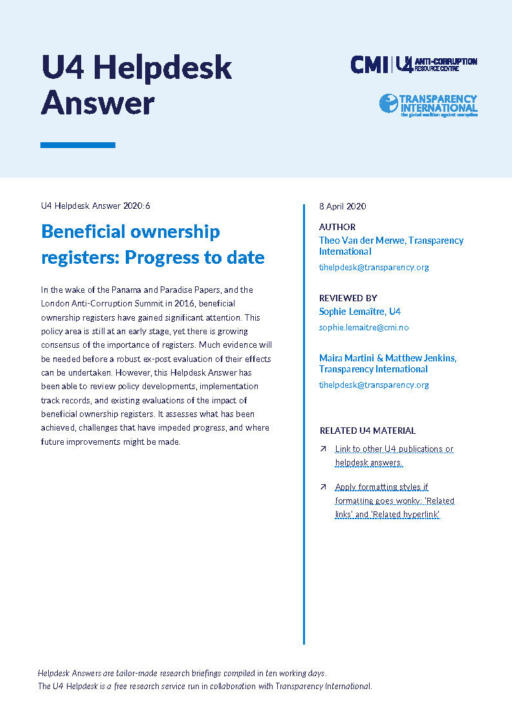 Beneficial ownership registers: Progress to date