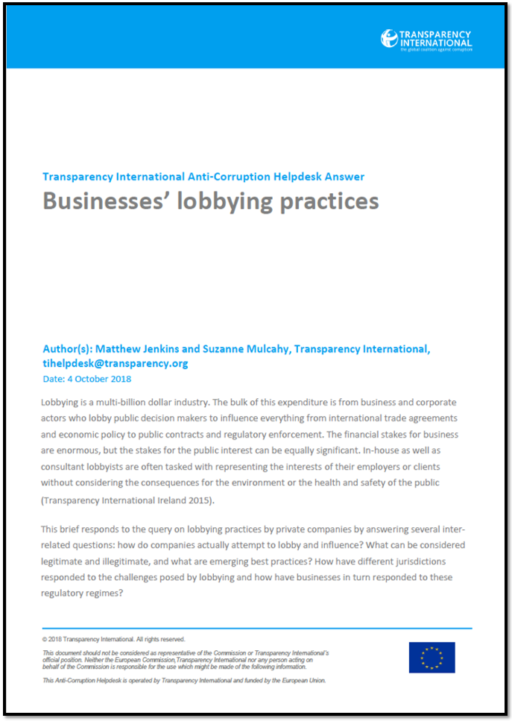 Businesses’ lobbying practices