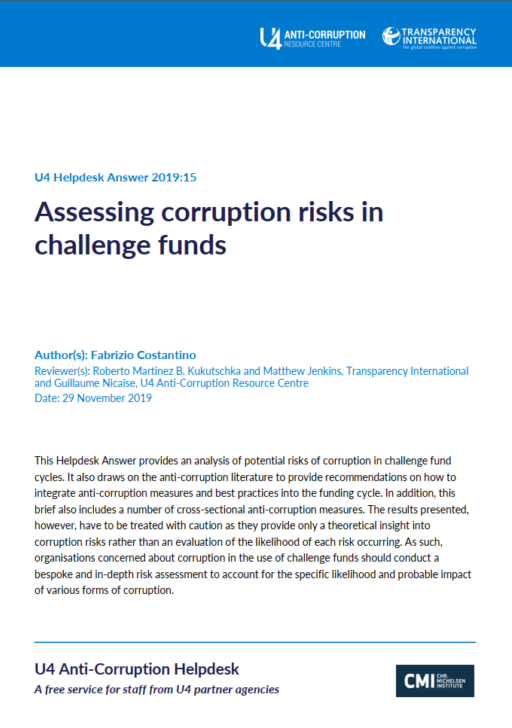 Assessing corruption risks in challenge funds