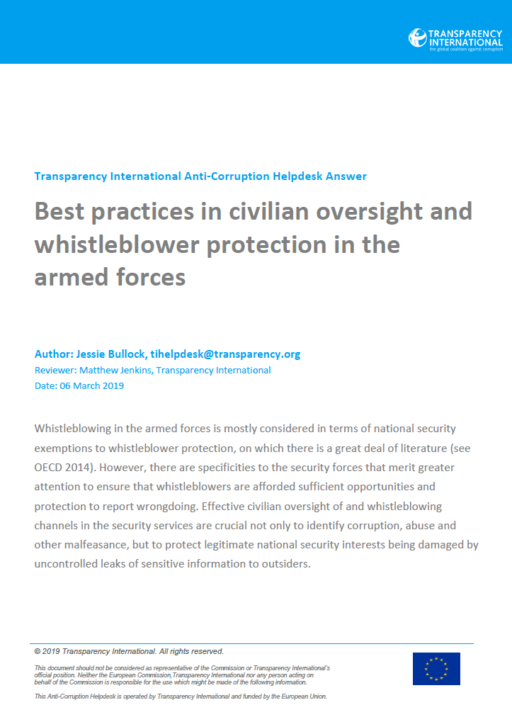 Best practices in civilian oversight and whistleblower protection in the armed forces