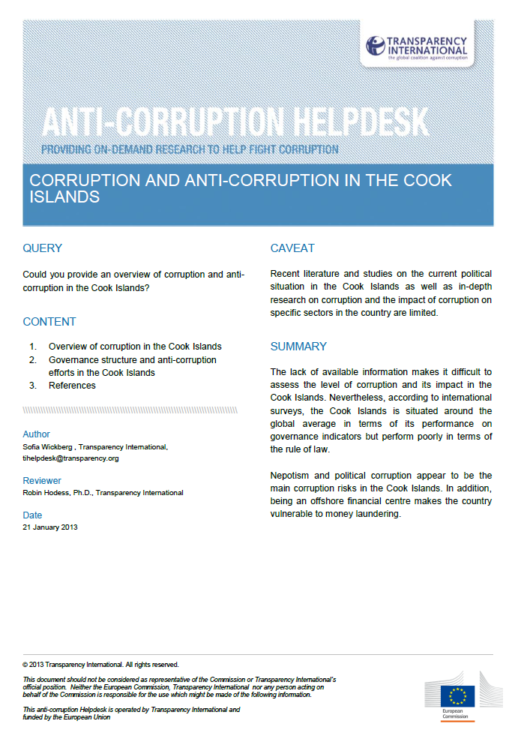 CORRUPTION AND ANTI-CORRUPTION IN THE COOK ISLANDS