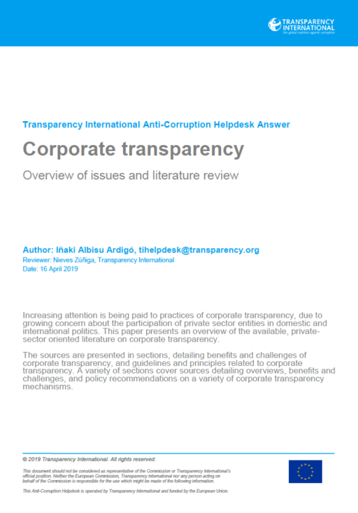 Corporate transparency: overview of issues and literature review