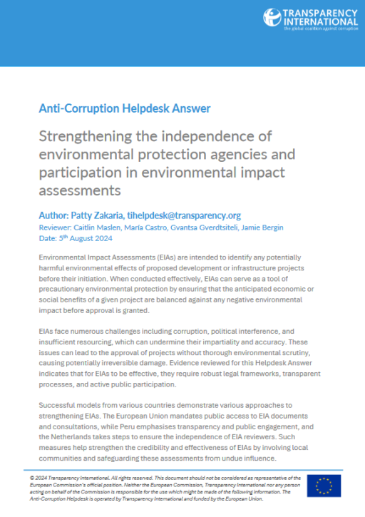 Strengthening the independence of environmental protection agencies and participation in environmental impact assessments