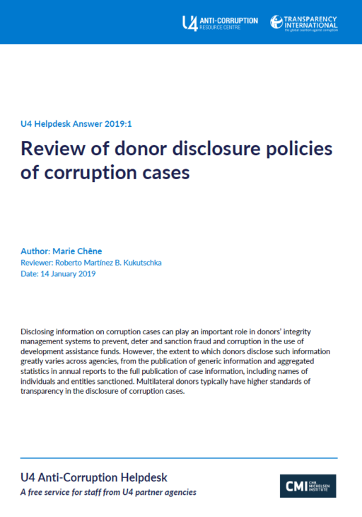Review of donor disclosure policies of corruption cases