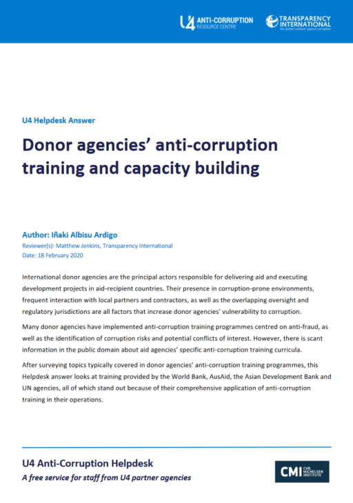 Donor agencies’ anti-corruption training and capacity building