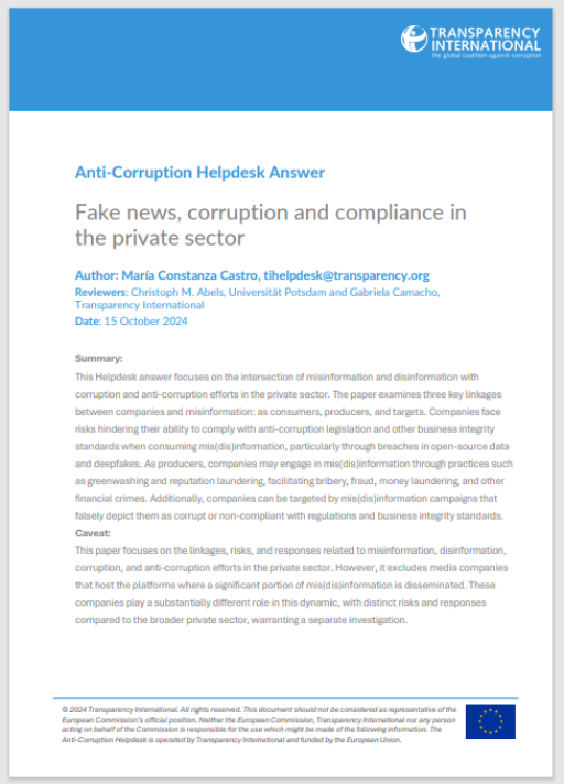 Fake news, corruption and compliance in the private sector