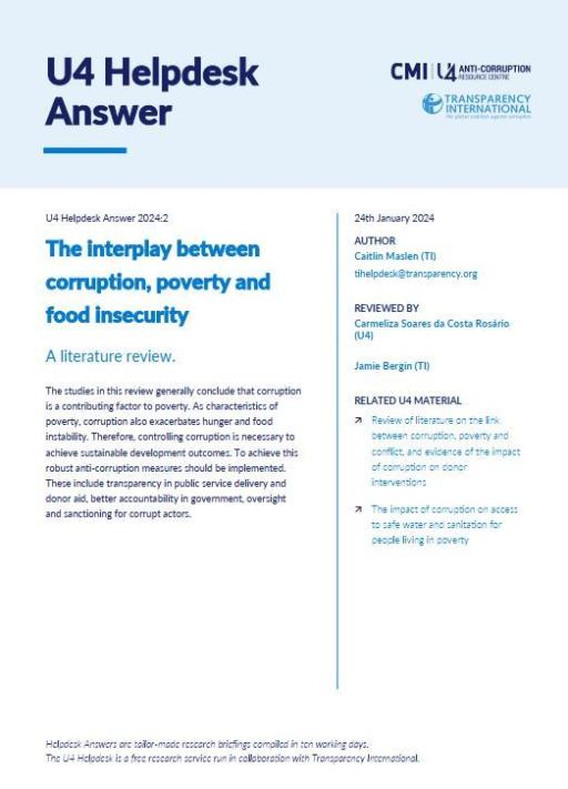 The interplay between corruption, poverty and food insecurity: A literature review