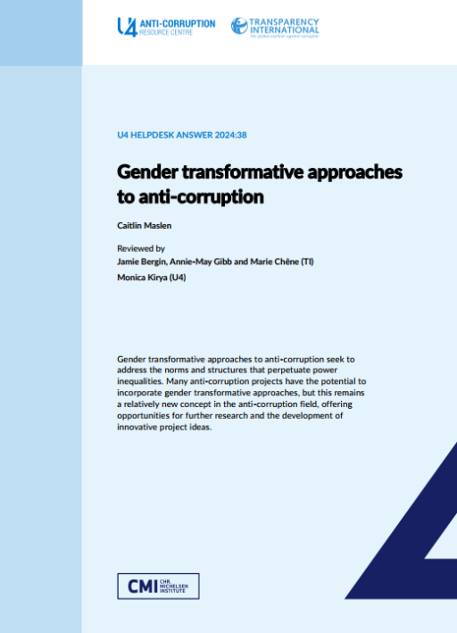 Gender transformative approaches to anti-corruption