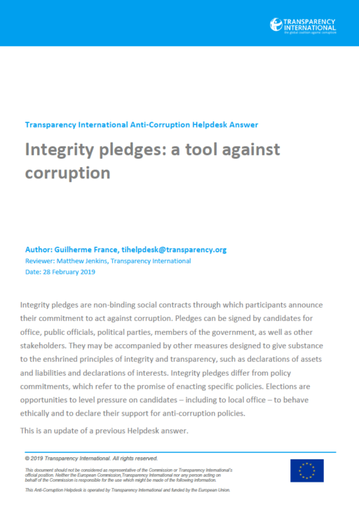 Integrity pledges: a tool against corruption