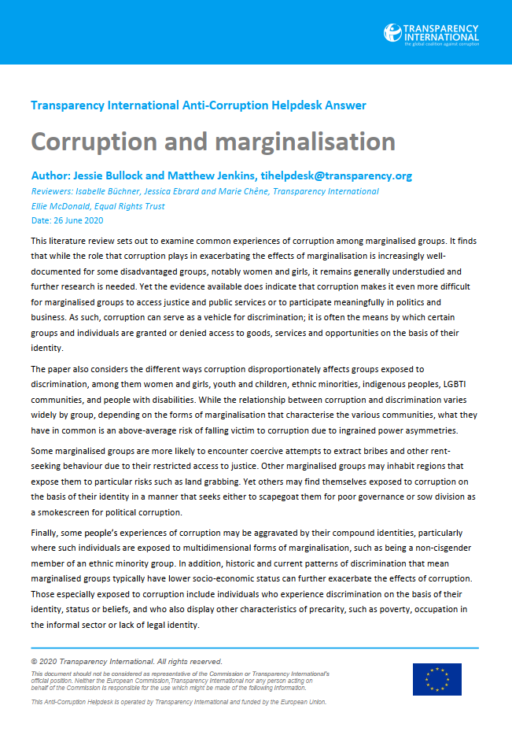 Corruption and marginalisation