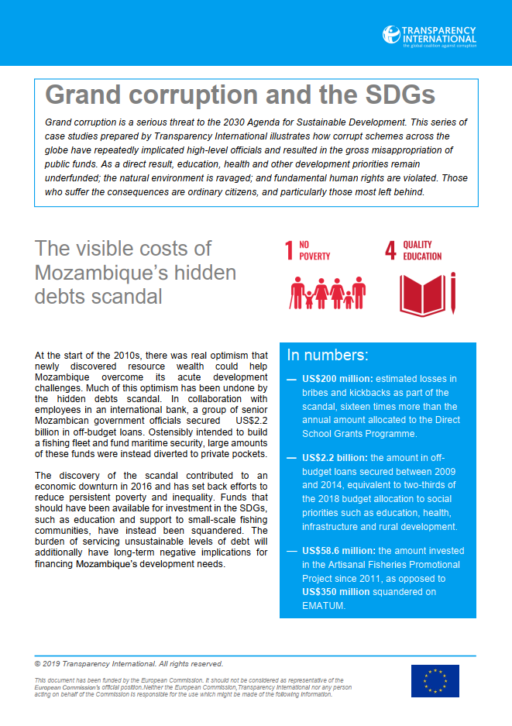 Grand Corruption and the SDGs - The visible costs of Mozambique's hidden debts scandal