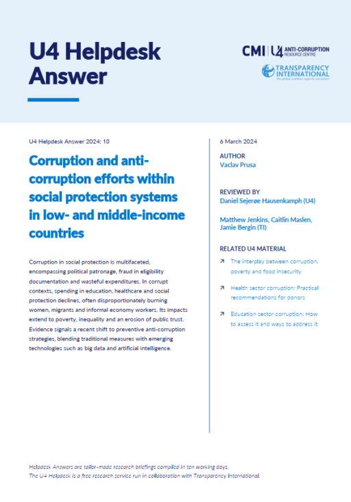 Corruption and anti-corruption within social protection systems in low- and middle-income countries