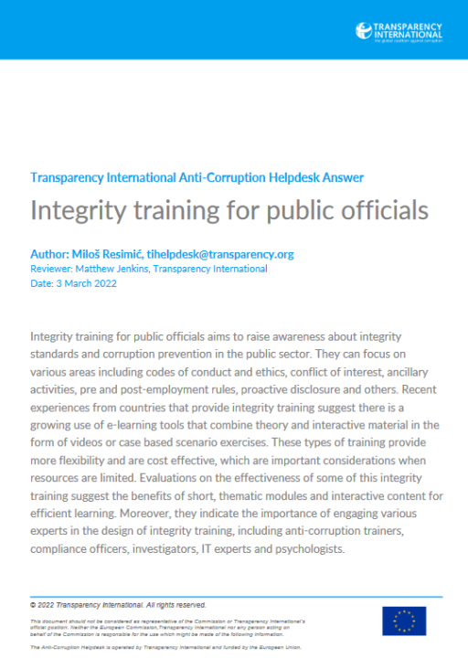 Integrity training for public officials