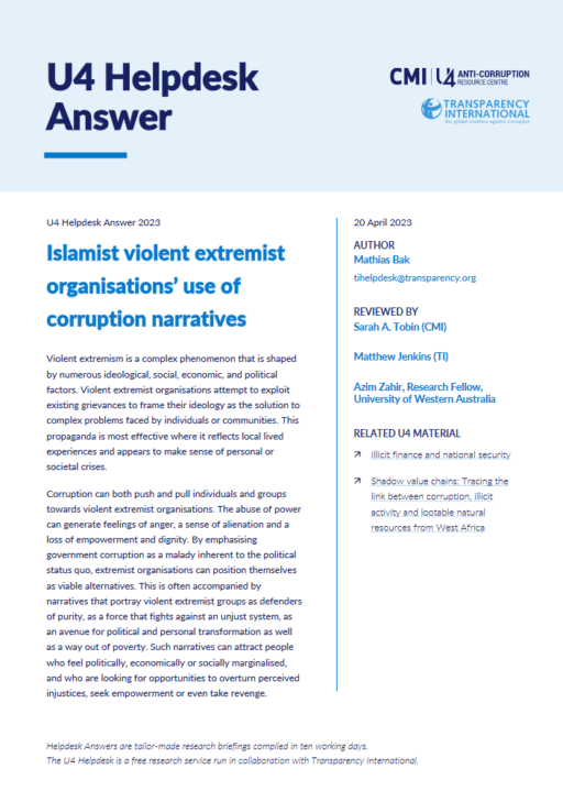 Islamist violent extremist organisations’ use of corruption narratives