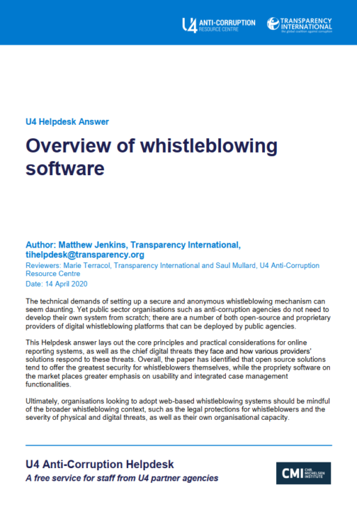 Overview of whistleblowing software